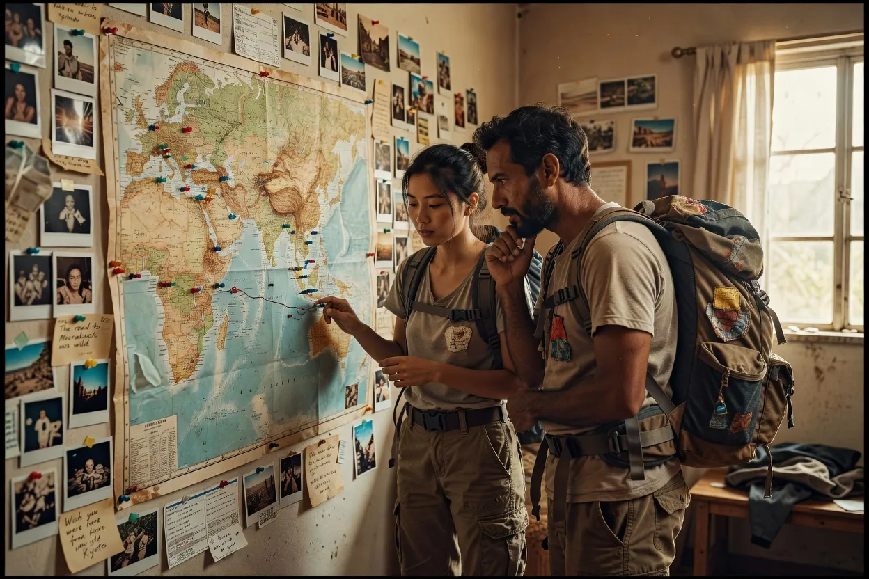 Carte du monde avec itinéraires de couples accompagnés par Nadia Perrot